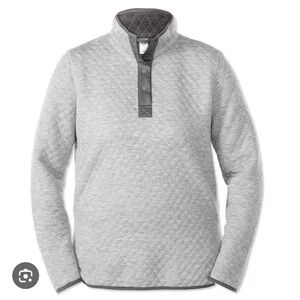 Marine Layer Gray Quilted Womens Quarter Snap Pullover